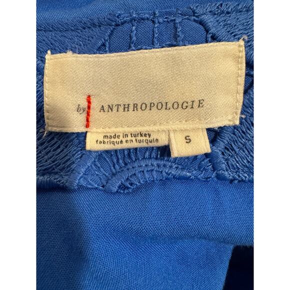 Anthropologie Blue Lace Button Back Sleeveless Mini Dress Small - Picture 5 of 7